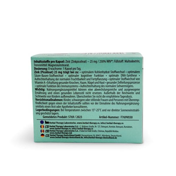Zink (Picolinat) 25 mg, 30 Kapseln – Bild 4